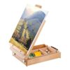 DEAYOU Wood Tabletop Easel Storage Box, Beechwood Portable Sketchbox for Painting, Wooden Desktop Adjustable Drawing Easel Case for Art Supplies,