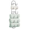 mDesign Wall Mounted Towel Storage Rack – Perfect Hanging Caddy for the Bathroom or Bedroom – Modern Hanging Hooks for Bathroom Storage – Black