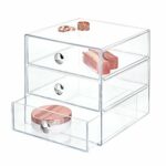 iDesign 35300 Makeup Organiser with Three Drawers Sturdy Plastic Storage Box for Makeup Accessories Jewelry and More Compact Dressing Table Organ