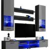 Extreme Furniture Vida TV Set Carcass in Black MattFront in Grey High Gloss without LEDs