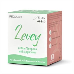 Levey  Tampon Regular Size with applicator  Biodegradable Organic core Cotton tampons  Dermatologically Tested  Chlorine Fragrance and Dye Free 1
