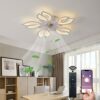 Becailyer 25in Modern Ceiling Fan with Lights, 50W Remote Control Dimming 5-Leaves Shape Led Flush Mount Ceiling Fan Lamp 6 Gear Wind Speed Quiet