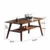 HZF Square Coffee Table Living Room Small Apartment Modern Solid Wood Tea Table Low Table Simple Bamboo End Table Storage Tea TableColorWalnutSiz