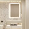 furduzz IL-02-70 Bathroom LED Mirror, 700x500mm Illuminated Backlit Bathroom Mirror with LED Light,Wall Mounted Vanity Mirror with 3 Color Light