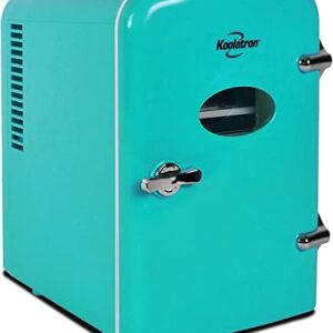 Koolatron Retro 4L 6 Can Portable Mini Fridge Compact Refrigerator for Bedroom Skincare Cosmetic Beauty Personal Cooler 12V and AC Cords Desktop