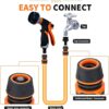 FINFEVER Garden Hose Spray Gun High Pressure Spray Nozzle 8 Adjustable Patterns Hose Pipe Spray Gun with Quick Connect Adapters Faucet Connectors