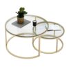CCBUY 2 in 1 Iron Coffee Table Small Apartment Living Room Coffee Table Tempered Glass Round Sofa Side Coffee Table Color  Picture color Size  On