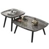 JKGHK Nesting Table Rectangle Set Of 2Creative Wood Nesting Coffee TableSofa Side End Tableswith Adjustable Foot Padfor Living Room Bedroom Balco