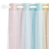 NICETOWN Blackout Curtains for Living Room  Large Window Covering with CutOut Stars Mix Net Curtains for Light Filter  Privacy Protected 2 Panels