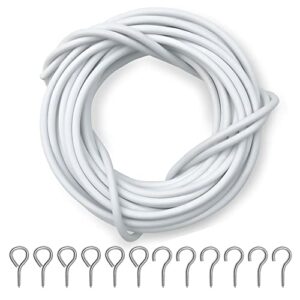 Dikots Net Curtain Wire and Hooks Set - 4M Curtain wire kit includes 8 Eyes & 8 Hooks - A Multipurpose Wire