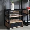 KKNH side table Small Coffee Table Retro Industrial Style Coffee Table Nordic Simple Square Solid Wood Coffee Table1913  17in Living room bedroom