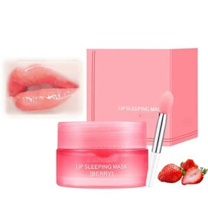 Lip Sleeping Mask Lip Mask Overnight Strawberry Lip Masks Skincare Lip OilsLip Moisturiser for Dry Chapped Peeling Cracked Lips Fades Lip LinesLi
