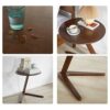 Round Coffee Table Low Table Sturdy Wooden End Table Vintage Bedside Table with VShaped Foot Sofa Side Table for Living Room Bedroom and Small Sp