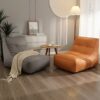 RIYIFER Bean Bag Chair with Supportive HighBack Design Lazy Sofa Chair Cover Without Filling Washable Cotton and Linen Bean Bag Cover for Schools