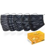 Mutlu Maske Unique Design Black Patterned Comfortable  Easy Breathable Disposable Face Masks For Adults 3 Ply Filtered Mask with Nose Wire Elasti