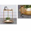 WDBBY Rivet Round Storage Basket Side Table Walnut with Grey Fabric Color  D