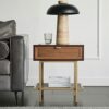 KIZQYN Sturdy Coffee Table Square Wood Side Table Modern Living Room Sofa Side Decor Small Coffee Table Home Retro Drawer Storage Bedside Table O