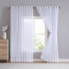 LinenZone Extra Large Sheer White Room Divider Curtains. Pair of 2 Faux Linen White Backdrop Curtain Panels for Extra Wide Windows Bay Windows or
