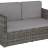 EVRE Outdoor Rattan Garden Love Bed Furniture Set Patio Conservatory Grey