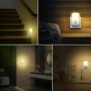 Gritin Night Light Plug in Walls, [2 Pack] Night Light with Dusk to Dawn Photocell Sensor & Adjustable Brightness-3000K Warm White Eye-Friendly N