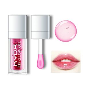KYDA Hydrating Lip Glow Oil Moisturizing Crystal Jelly Lip Oil Gloss Transparent Lip Oil Tinted for Lip Care Prevents Chapped Lips015Cherry Red