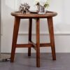 Lapdesks ZR Round Solid Wood Side Table Coffee Table Corner Table Bedside Table Leisure Table for Living Room Bedroom Balcony 50 55CM Furniture