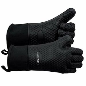 GEEKHOM silicone Oven Gloves Heat Resistant Silicone Oven Mitts BBQ Gloves Waterproof Kitchen Gloves, bbq accessories for Barbecue Grilling Weber