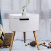 XIAOSAKU End Tables Living Room Modern White Lacquered Dining Table Bedside Table Simple Dressing Table Living Room Sofa Side Table Multifunction