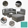 DLOETT Rattan Garden Furniture Set 5 Set Patio Sofa Set Wicker Weave Outdoor Furniture Set with Glass Table Cushion Pillows