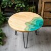 HANSHAN Side Tables Side Table Solid Wood Round Table Coffee Table 3 Legs Metal Bracket Sofa Living Room Balcony Snack Table Leisure Table 23.6x1