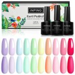 INPING Gel Polishes 10 Color Bright Pastel Gel Polish Set Soak Off UV Gel Nail Polish DIY Nail Art Salon Manicure Kit for Starter 8ml0.27oz Summe