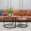 Tok Mark Traders Modern Sleek  Stylish Golden Rattan Side Table Circle Round Table solid Matte Black finish Legs Sofa Side Table Stool Coffee Bes