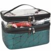 MKPCW Makeup Bags Double Layer Travel Cosmetic Cases Make up Organizer Toiletry Bags Pink