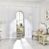 LinenZone Extra Large Sheer White Room Divider Curtains. Pair of 2 Faux Linen White Backdrop Curtain Panels for Extra Wide Windows Bay Windows or