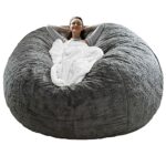 Cookit Bean Bag Chair CoverCover OnlyNo Filler Chair Cushion Big Round Soft Fluffy PV Velvet Washable Lazy Sofa Bed Cover Living Room bedroom Fur