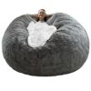Cookit Bean Bag Chair CoverCover OnlyNo Filler Chair Cushion Big Round Soft Fluffy PV Velvet Washable Lazy Sofa Bed Cover Living Room bedroom Fur