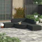 Rattan Corner Sofa Dining Table Set Dialogue Set Of 6 Luxury Garden Furniture Indoor Outdoor ConservatoryColorPure black