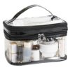 FIYUK Clear Cosmetic Bag Dual Layer Travel Toiletry Bags Make up Organizer Waterproof Brushes Holder