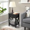 MHUI Bedside Table Night Stand with Storage Compartment Wood Stackable Side End Table with Metal Legs for Bedroom Living Room