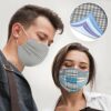 3 PCS Reusable Cloth Face Masks Washable Check Adjustable Cotton Face Cover with 5 Layers by MoMo The Mask People