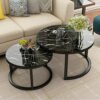 Round Coffee Table Coffee Table Nesting Coffee Table  Marble Accent Table Set of 2 Decorative Round End Tables Nightstands Coffee Side Tables for