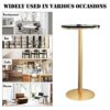 FLBT Golden Leg Round Bar Table High Table with Marble Countertop and Metal Base Double Storage Marble Top Easy to Clean Suitable for Home Decora