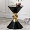 WALNUTA Style Living Room Side Tables Gold Teatable Sofa Endtable White and Black Side Coffee Table Color  Black