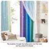 NICETOWN Blackout Curtains for Living Room  Large Window Covering with CutOut Stars Mix Net Curtains for Light Filter  Privacy Protected 2 Panels
