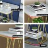 Round Coffee Table Coffee Table White Marble Print Coffee Table with Gold Metal Legs 2 Tier Living Room Side Table for Small Spaces