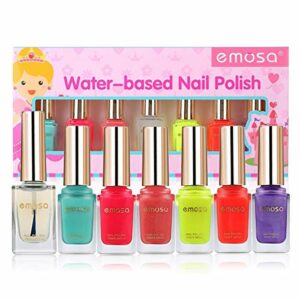Kids Nail Polish Set  NonToxic Water Based Polish Peelable Natural Safe and Chemical Free Kids Friendly Makeup Set for Little Girls 6 Bright Colo