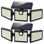 Feob Solar Lights Outdoor, 341 LED 3500LM Super Bright Solar Security Lights, PIR Motion Sensor Lights, 3 Heads Solar Flood Light, 270° Wide Angl