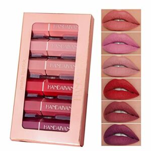 Matte Lipstick Set 6 Colours Matte Nude Lipstick Smooth Velvet Long Lasting Waterproof Lipstick Makeup Gift Set