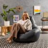 Bean Bag Bazaar Recliner Gaming Bean Bag Chair Slate Grey Large Indoor Outdoor Bean Bags Lounge or Garden Big Adult Gaming Bean Bag Chairs with F
