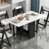 XLYYLM Folding Dining Table with 4 ChairsDrop Leaf Table Space Saving Dining Table Multifunction Expandable Table for Kitchen Living Room Small A
